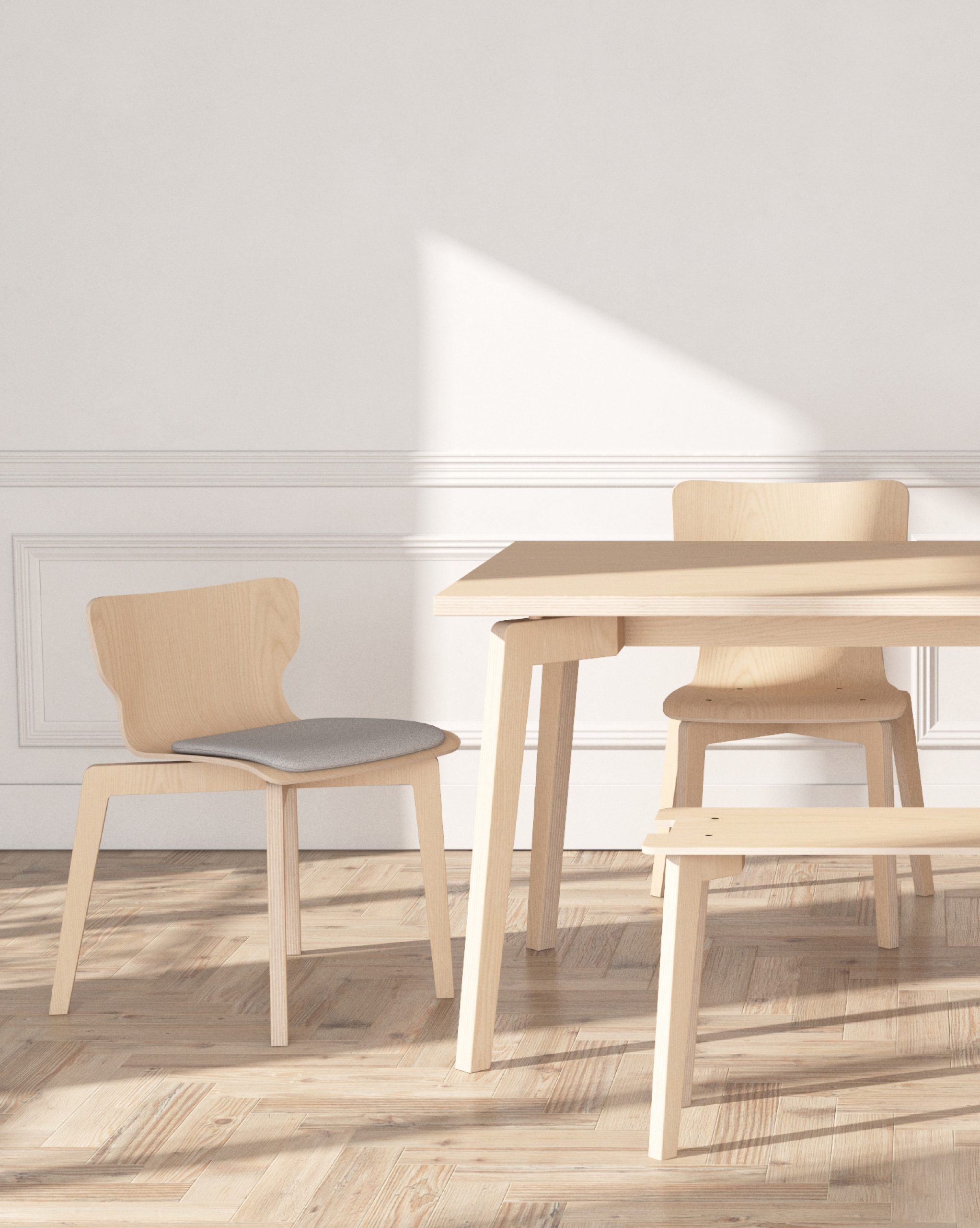 Table en bois français naturelle - Chaise en bois naturel