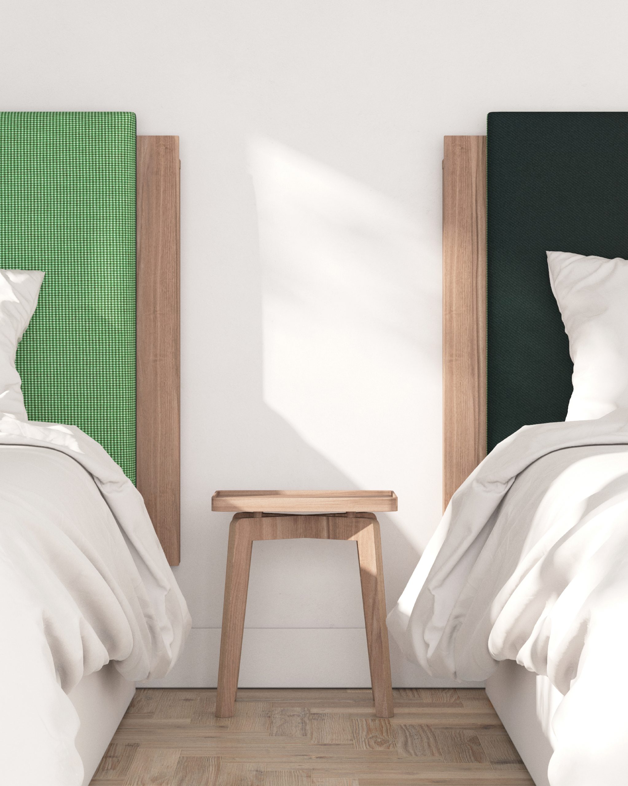Tête de lit en bois français et tissu recyclé - simple - Twins